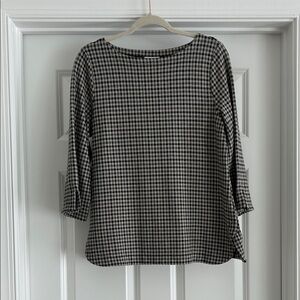 J. Jill Black and White Checkered Blouse